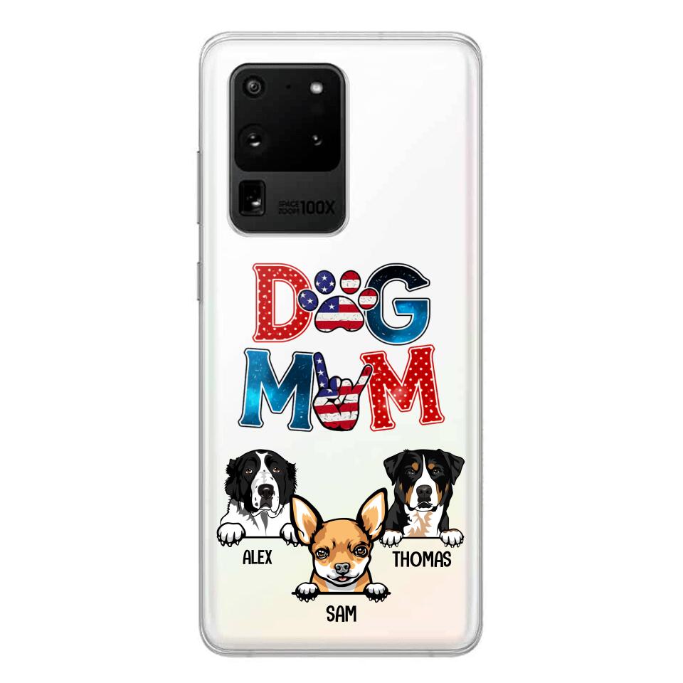 Personalized Dog Mom Flag Independence 
Day Transparent Silicone Phonecase Printed 22JUL-HQ30