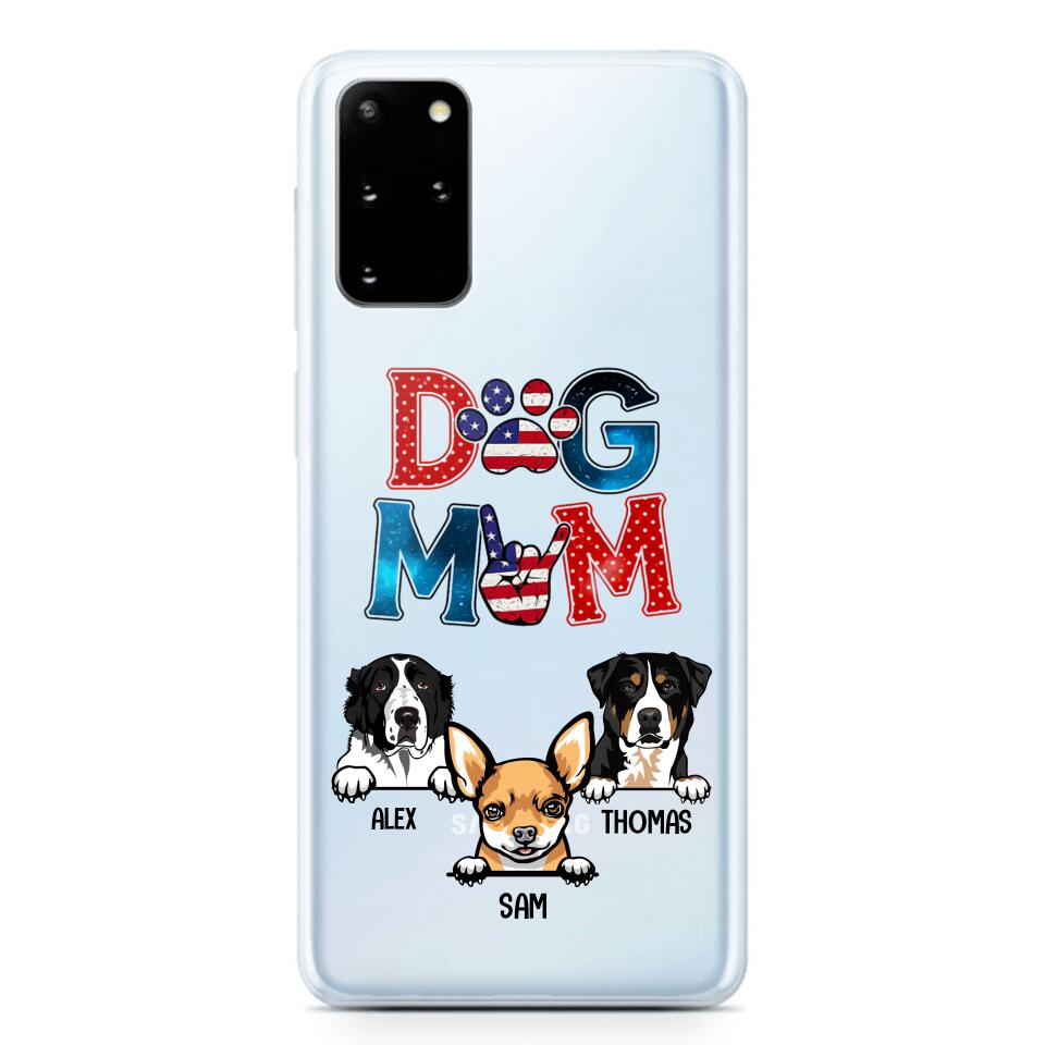 Personalized Dog Mom Flag Independence 
Day Transparent Silicone Phonecase Printed 22JUL-HQ30