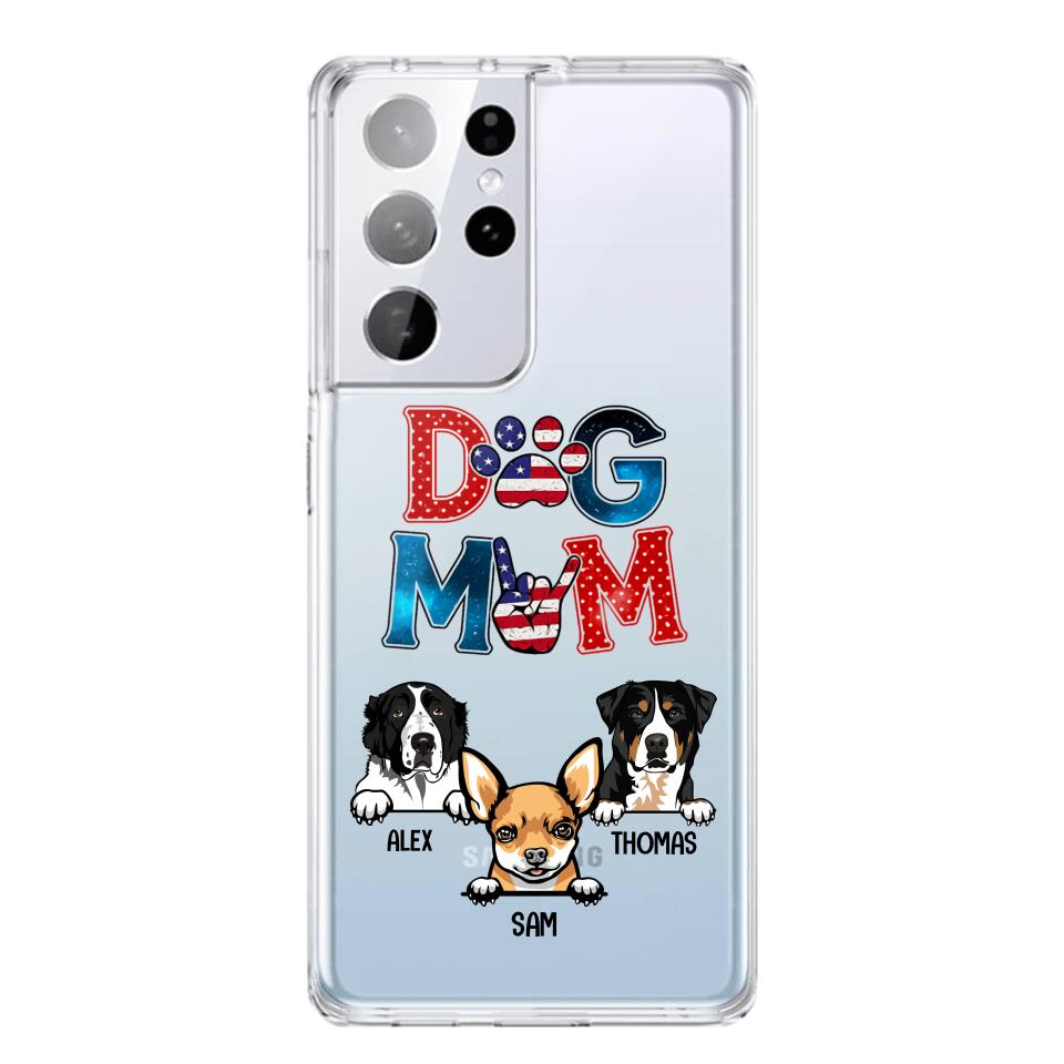 Personalized Dog Mom Flag Independence 
Day Transparent Silicone Phonecase Printed 22JUL-HQ30