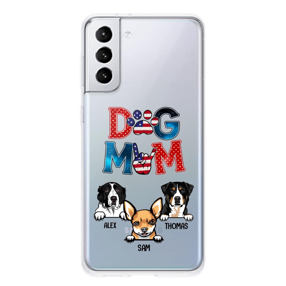 Personalized Dog Mom Flag Independence 
Day Transparent Silicone Phonecase Printed 22JUL-HQ30