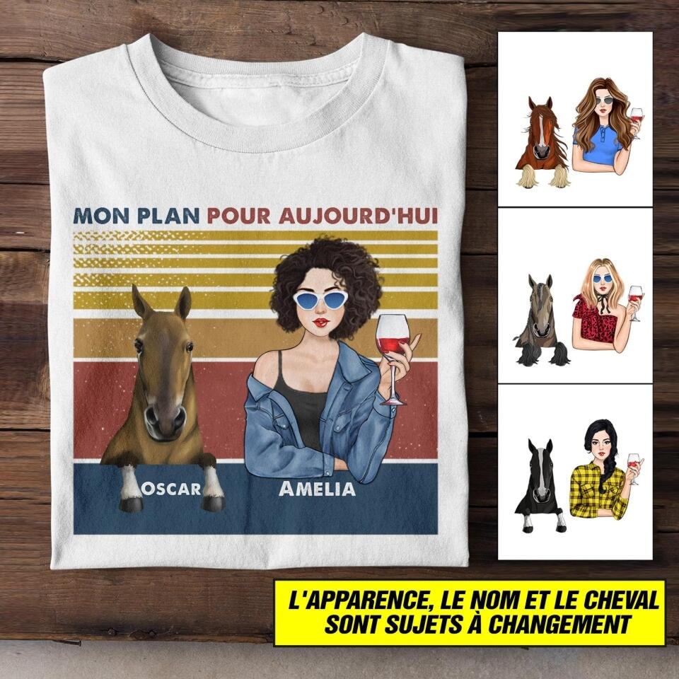 Personalized French Girl Love Horse Tshirt Printed 22JUL-HC30