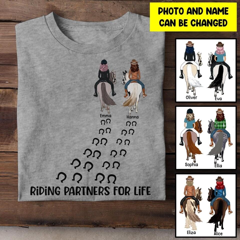 Personalized Horse Girl Riding Partners For Life Tshirt Printed 22JUY-HY04