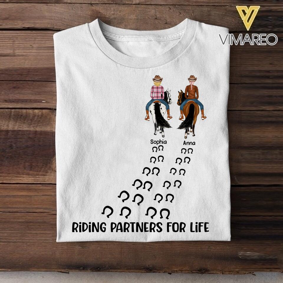 Personalized Horse Girl Riding Partners For Life Tshirt Printed 22JUY-HY04