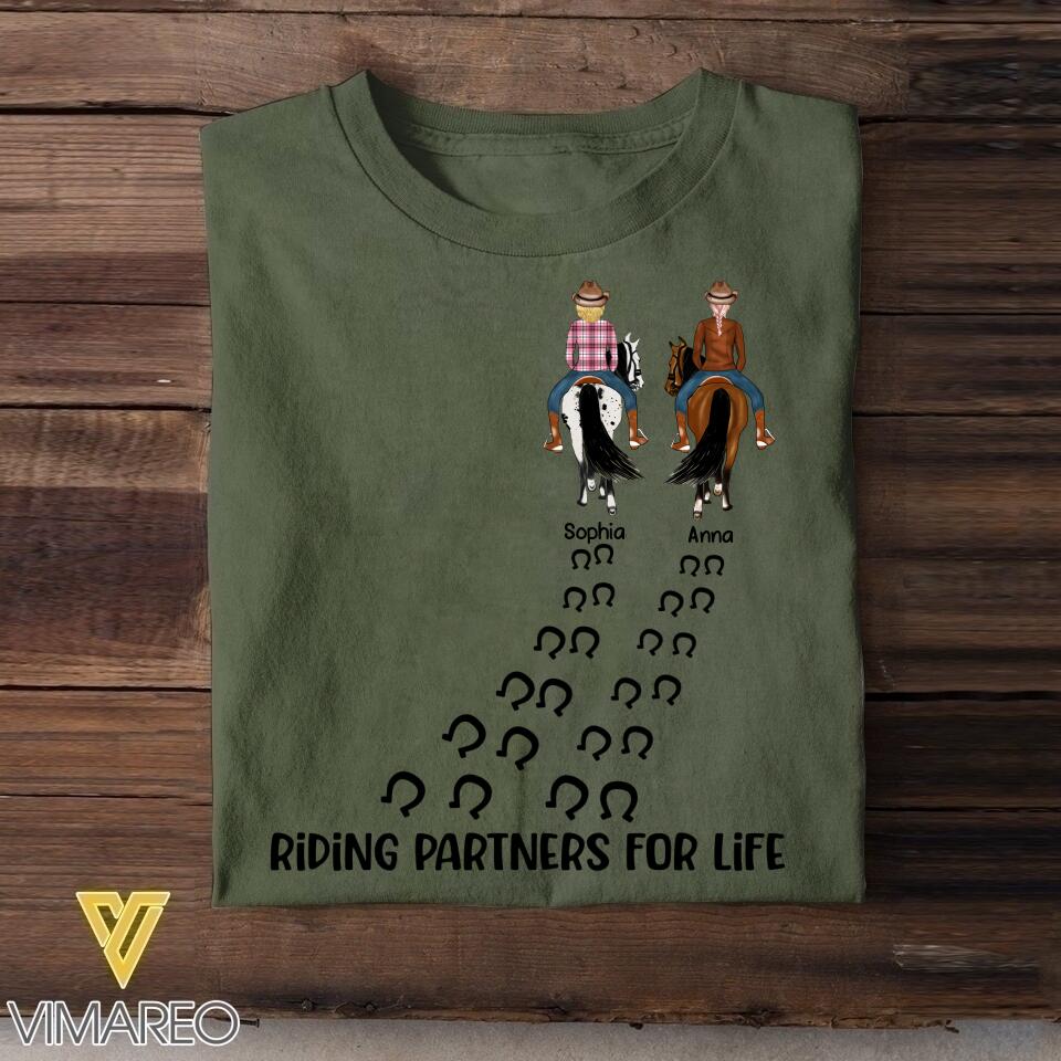 Personalized Horse Girl Riding Partners For Life Tshirt Printed 22JUY-HY04