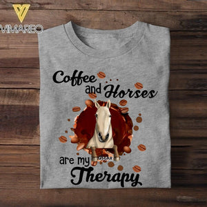 Personalized Coffee And Horse Are My Therapy  Tshirt Printed NQHC0507