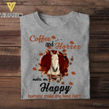 Personalized Coffee And Horses Make Me Happy Humans Make My Head Hurt Tshirt Printed NQHC0507