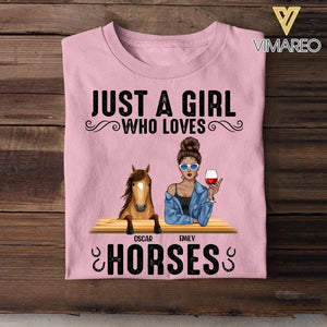 Personalized Just A Girl Who Loves Horses Tshirt Printed QTDT0607