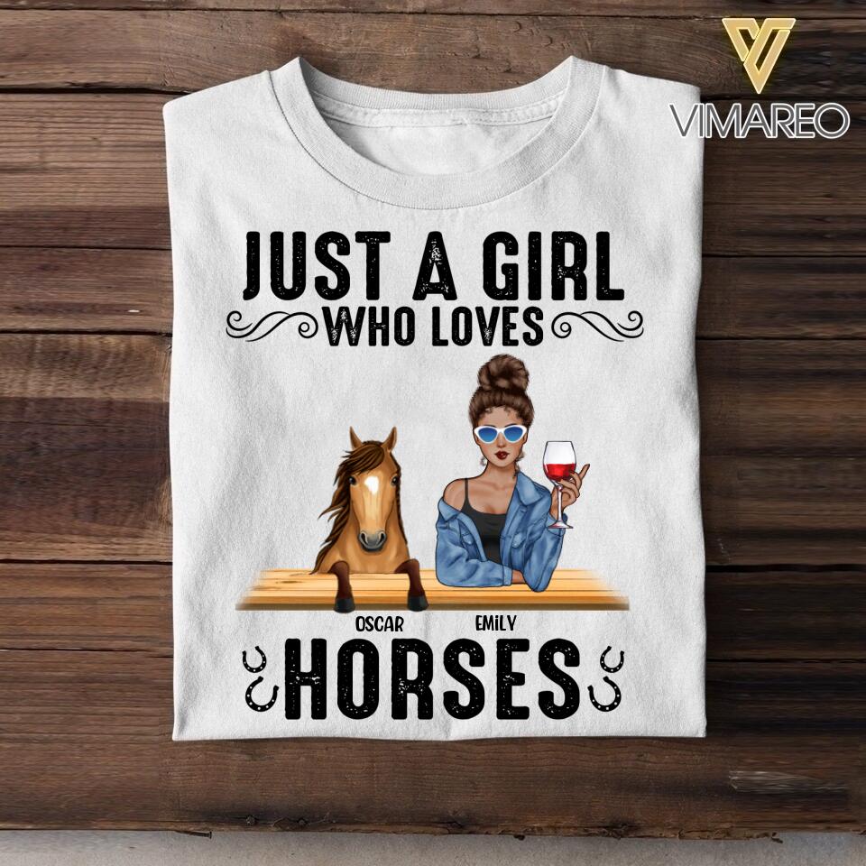 Personalized Just A Girl Who Loves Horses Tshirt Printed QTDT0607