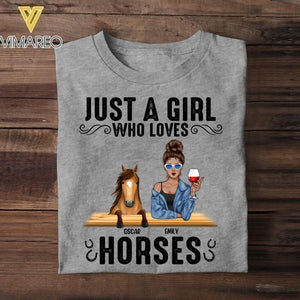 Personalized Just A Girl Who Loves Horses Tshirt Printed QTDT0607