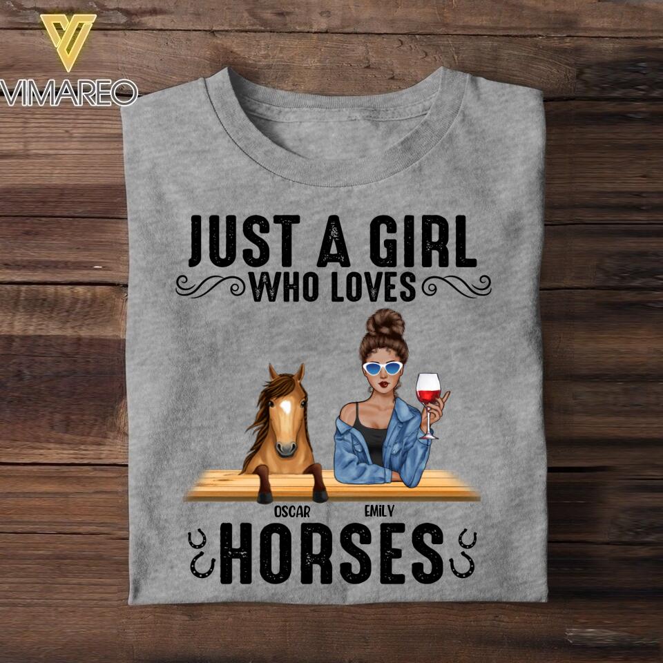 Personalized Just A Girl Who Loves Horses Tshirt Printed QTDT0607