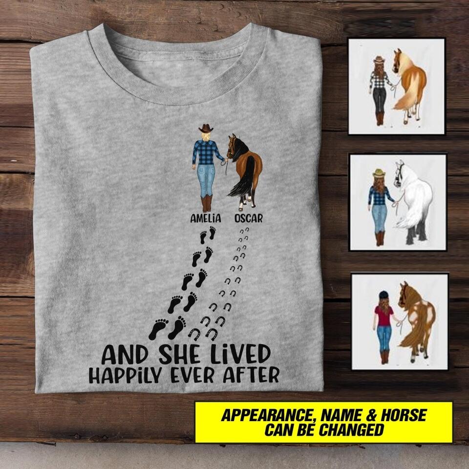 Personalized And She Lived Happily Ever After Horse Girl  Tshirt Printed NQHC0607