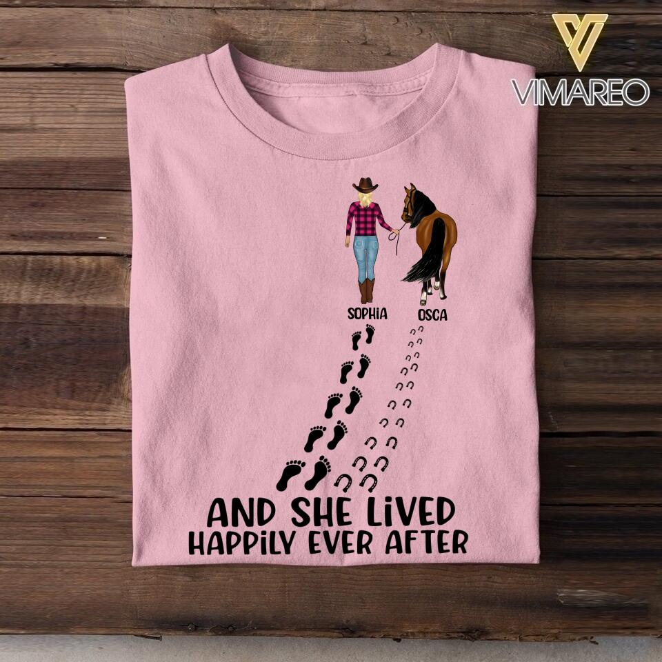 Personalized And She Lived Happily Ever After Horse Girl  Tshirt Printed NQHC0607