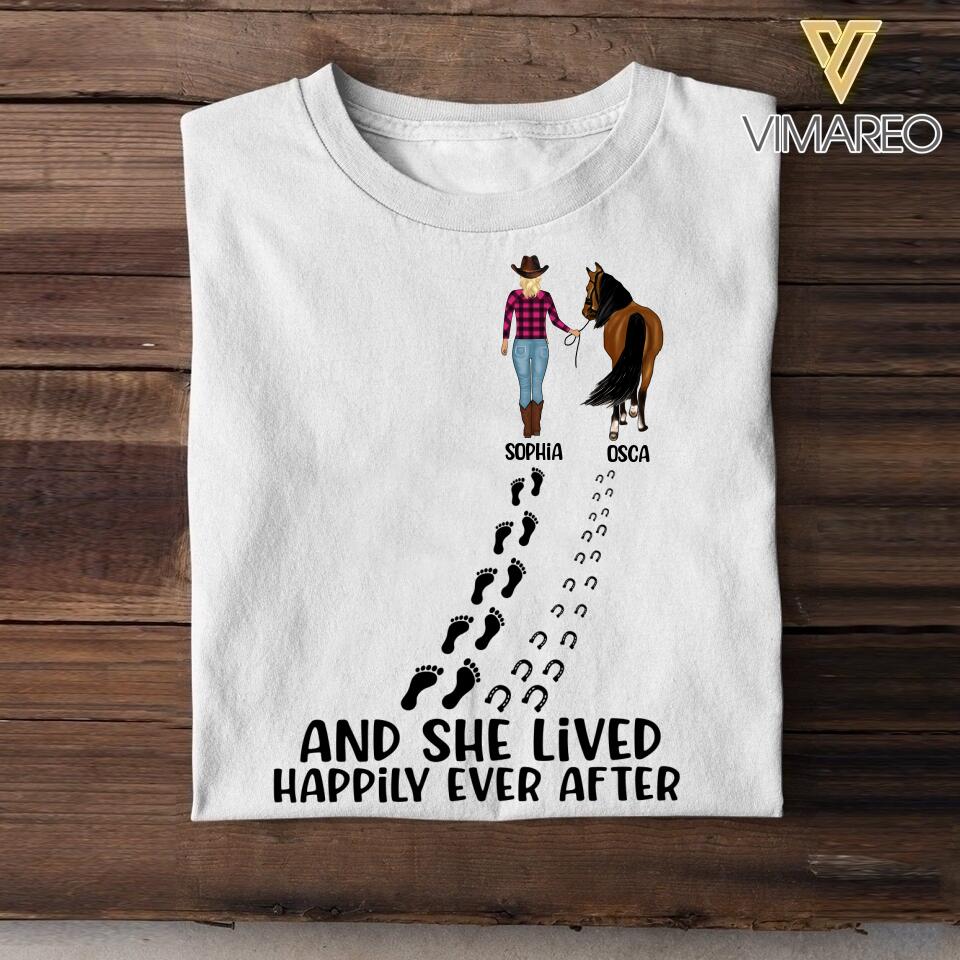 Personalized And She Lived Happily Ever After Horse Girl  Tshirt Printed NQHC0607