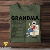 Personalized Grandma Nutritional Facts Tshirt Printed QTHC0807