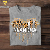 Personalized Grandma Leopard Kid Name Tshirt Printed QTDT0807