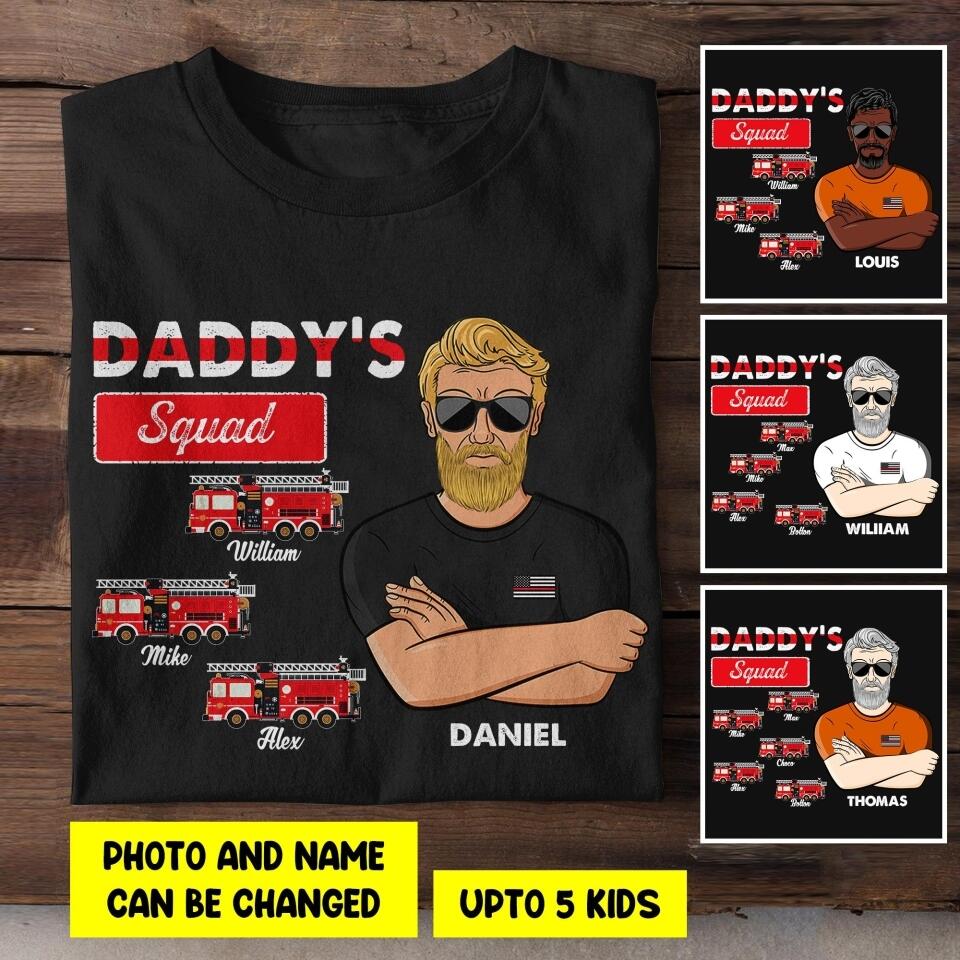 Personalized Daddy's Squad Firefighter Tshirt Printed 22JUY-HY12