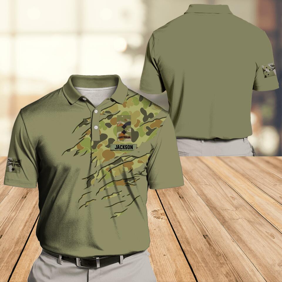 Personalized Australian Veteran/ Solider Camo Polo Shirts 3D Printed QTDT1307