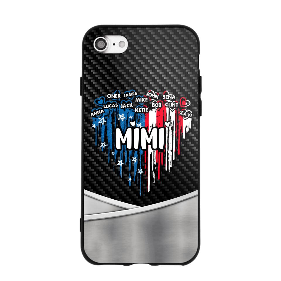 Personalized Mimi With Grandkid Heart Flag Phone Case Printed 22JUY-HC14