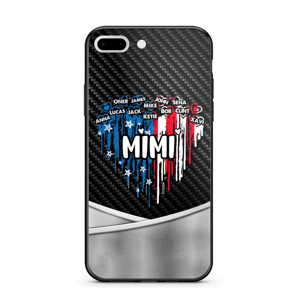 Personalized Mimi With Grandkid Heart Flag Phone Case Printed 22JUY-HC14