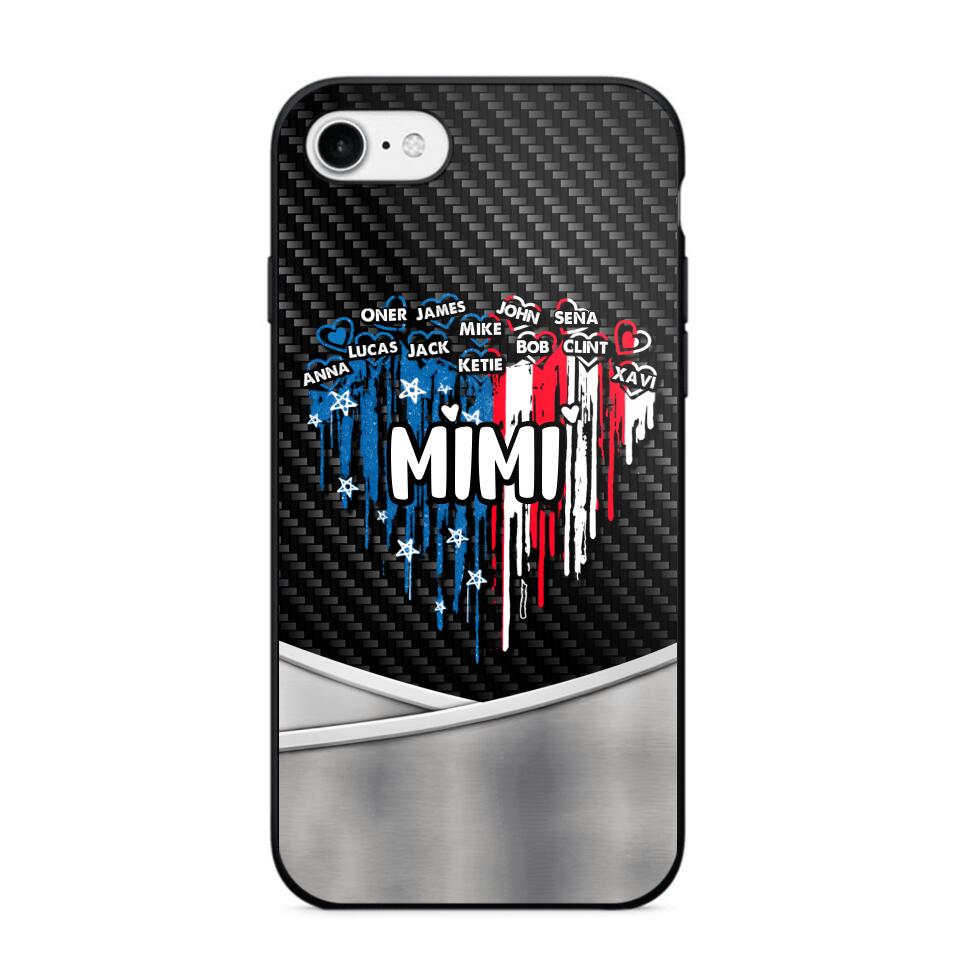 Personalized Mimi With Grandkid Heart Flag Phone Case Printed 22JUY-HC14