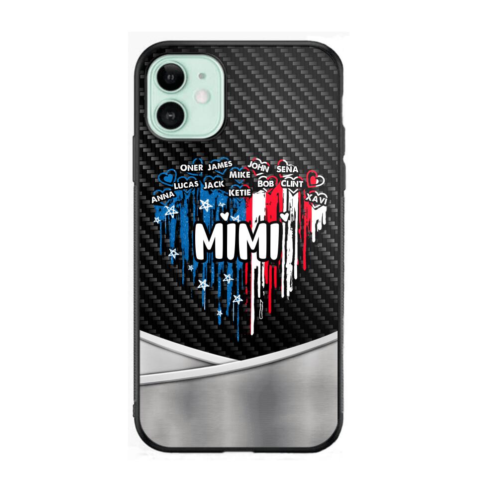 Personalized Mimi With Grandkid Heart Flag Phone Case Printed 22JUY-HC14