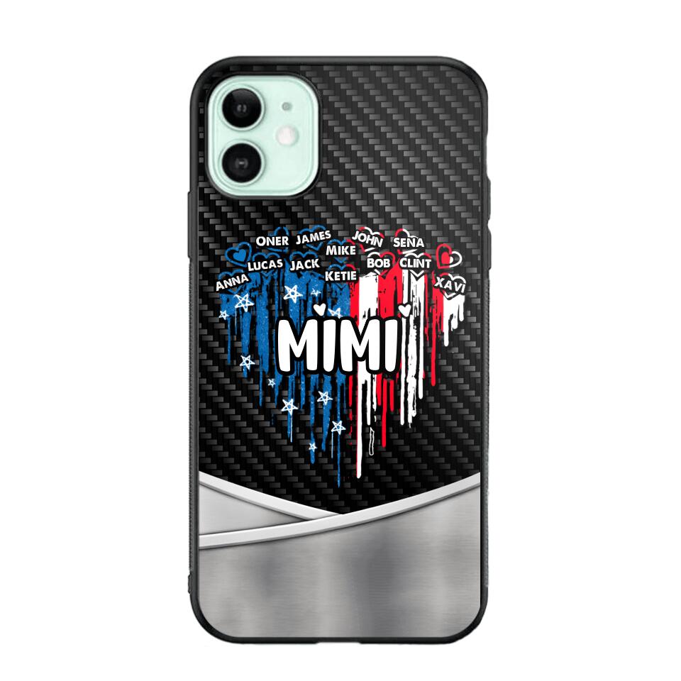 Personalized Mimi With Grandkid Heart Flag Phone Case Printed 22JUY-HC14