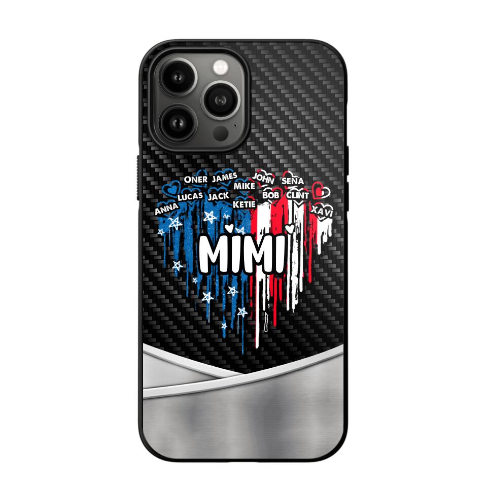 Personalized Mimi With Grandkid Heart Flag Phone Case Printed 22JUY-HC14