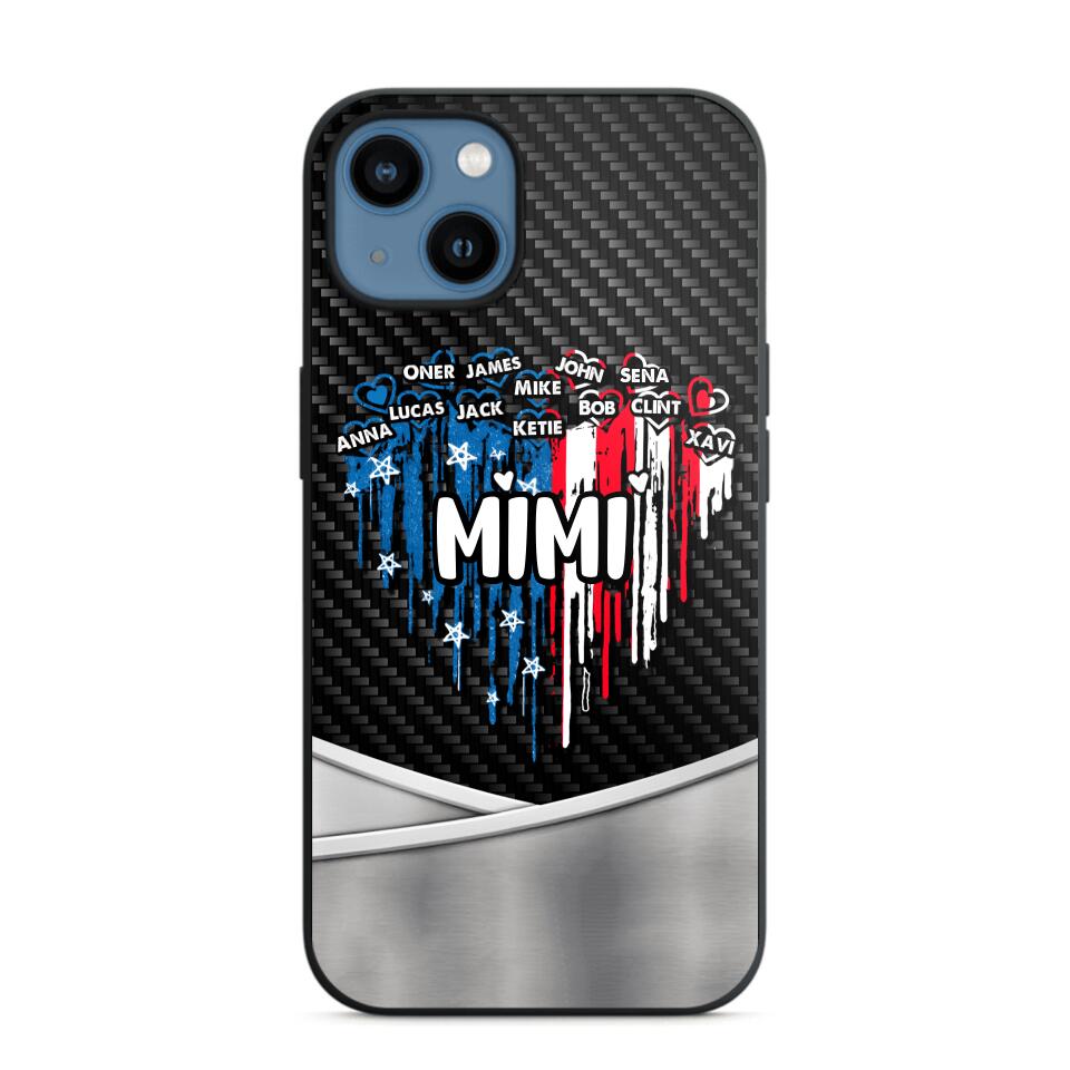 Personalized Mimi With Grandkid Heart Flag Phone Case Printed 22JUY-HC14