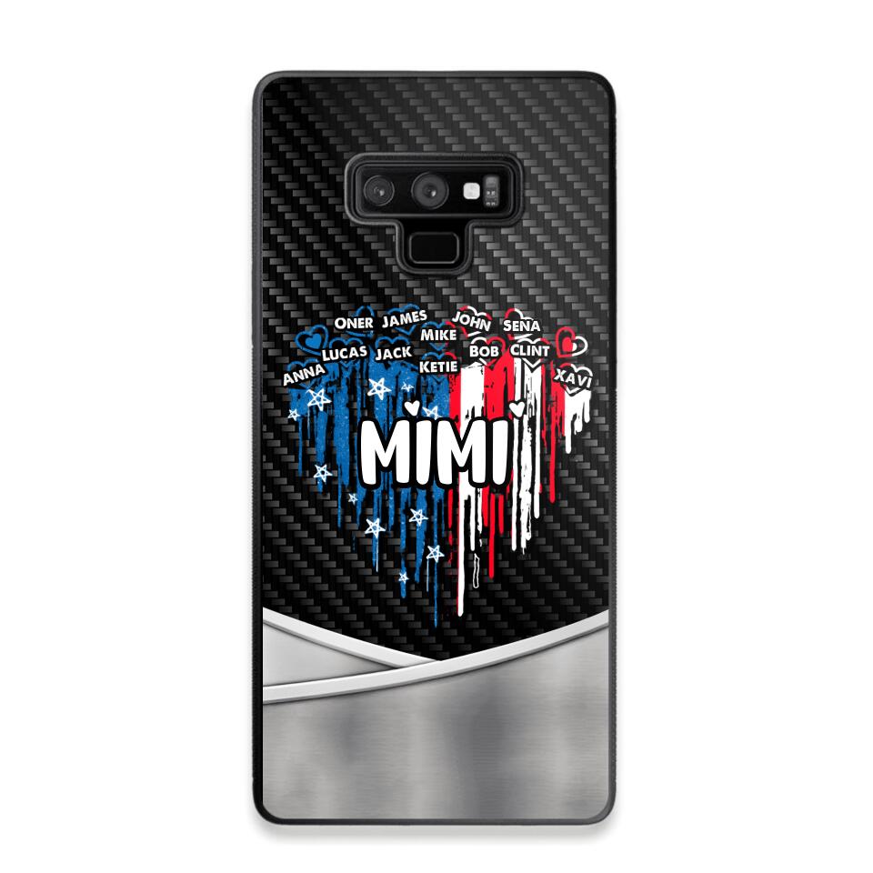 Personalized Mimi With Grandkid Heart Flag Phone Case Printed 22JUY-HC14