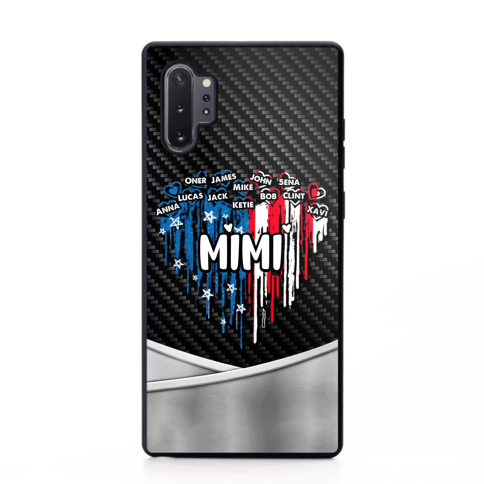 Personalized Mimi With Grandkid Heart Flag Phone Case Printed 22JUY-HC14