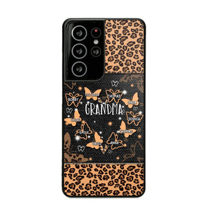 Personalized Grandma Kid Name Butterfly Leopard Phonecase QTDT1407