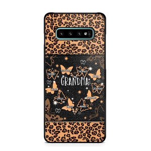 Personalized Grandma Kid Name Butterfly Leopard Phonecase QTDT1407