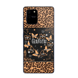 Personalized Grandma Kid Name Butterfly Leopard Phonecase QTDT1407