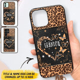 Personalized Grandma Kid Name Butterfly Leopard Phonecase QTDT1407