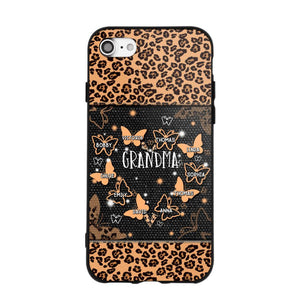 Personalized Grandma Kid Name Butterfly Leopard Phonecase QTDT1407