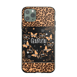 Personalized Grandma Kid Name Butterfly Leopard Phonecase QTDT1407