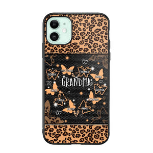 Personalized Grandma Kid Name Butterfly Leopard Phonecase QTDT1407