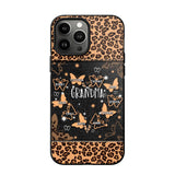 Personalized Grandma Kid Name Butterfly Leopard Phonecase QTDT1407