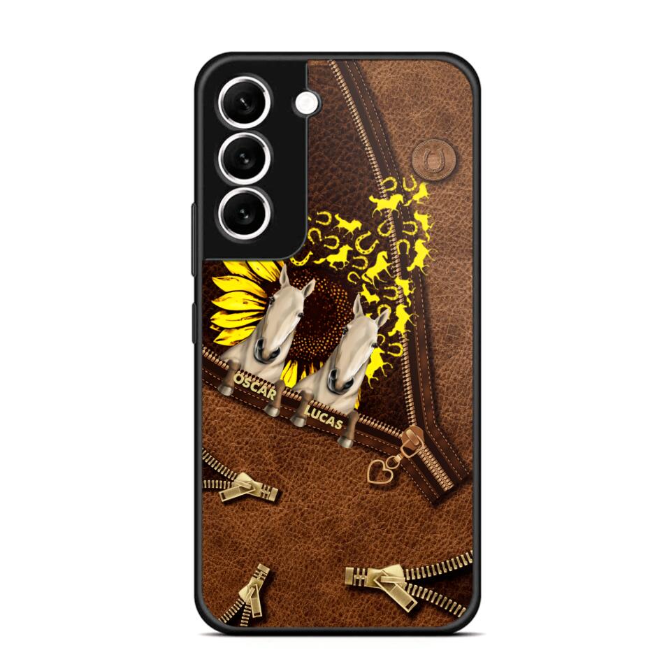 Personalized Horses With Sunflower Phone Case Printed NQHC1407