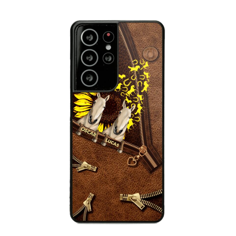 Personalized Horses With Sunflower Phone Case Printed NQHC1407