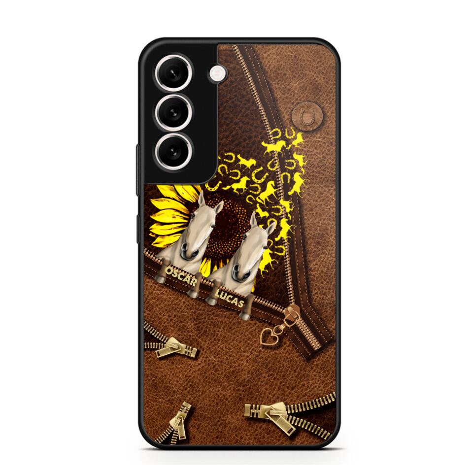 Personalized Horses With Sunflower Phone Case Printed NQHC1407