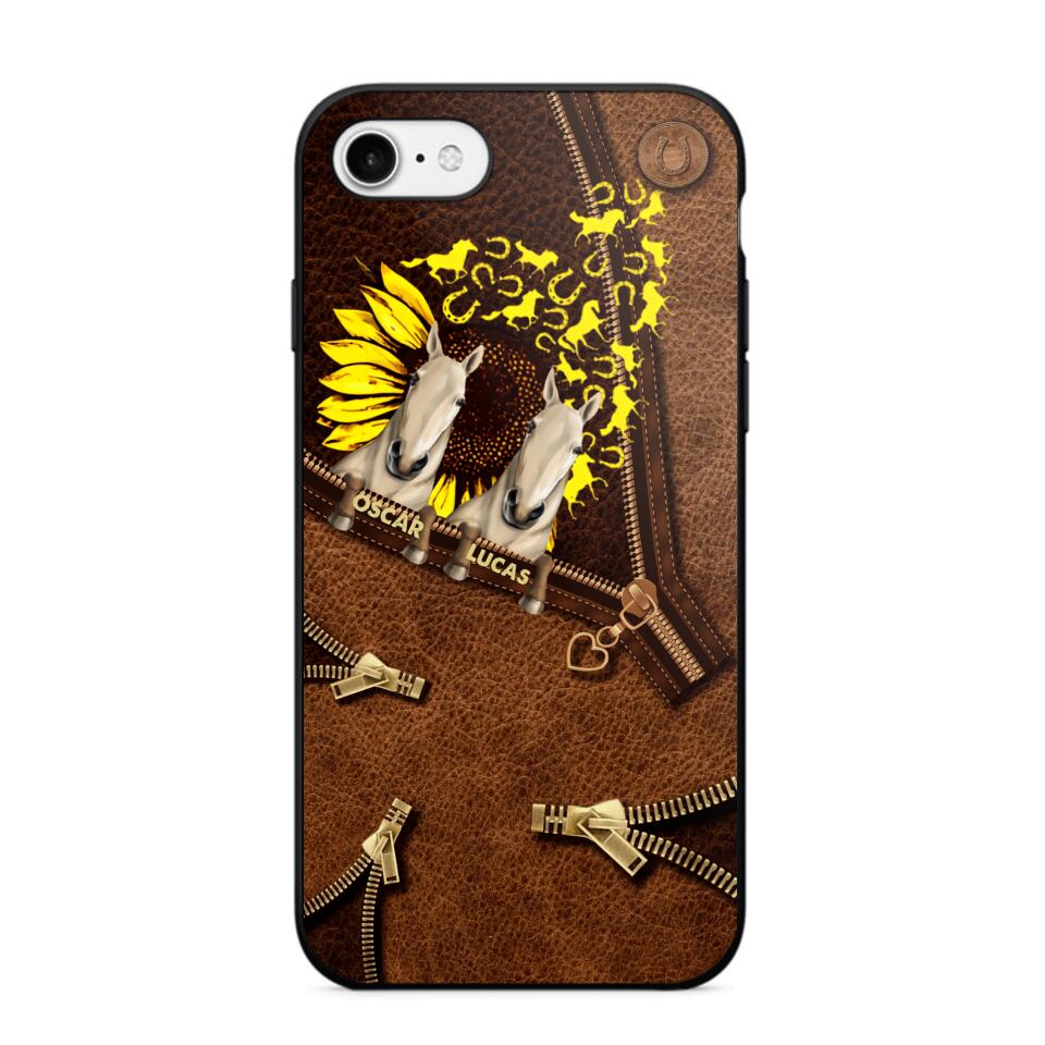 Personalized Horses With Sunflower Phone Case Printed NQHC1407