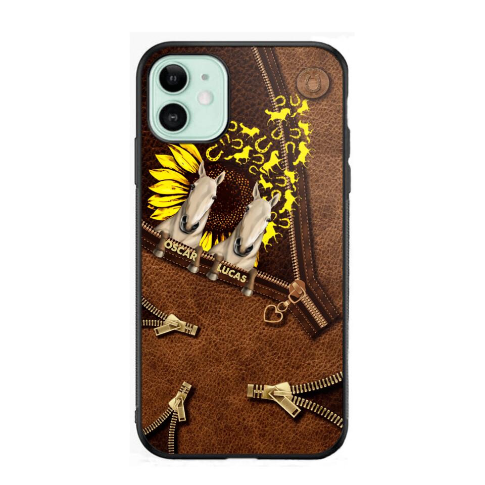 Personalized Horses With Sunflower Phone Case Printed NQHC1407