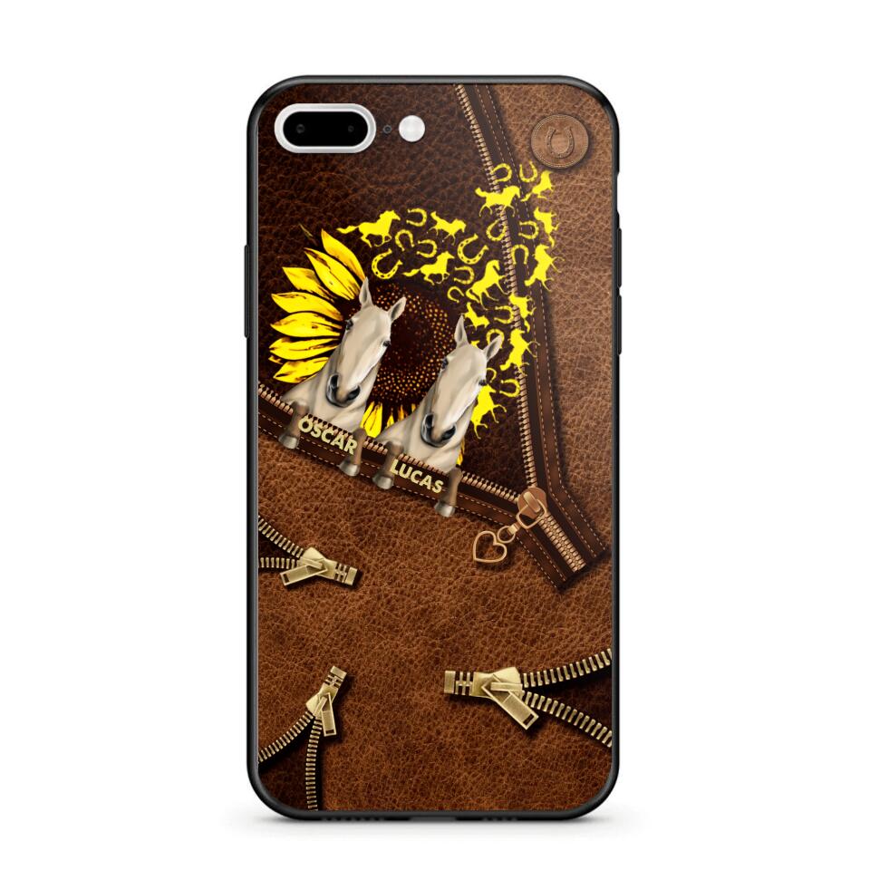 Personalized Horses With Sunflower Phone Case Printed NQHC1407