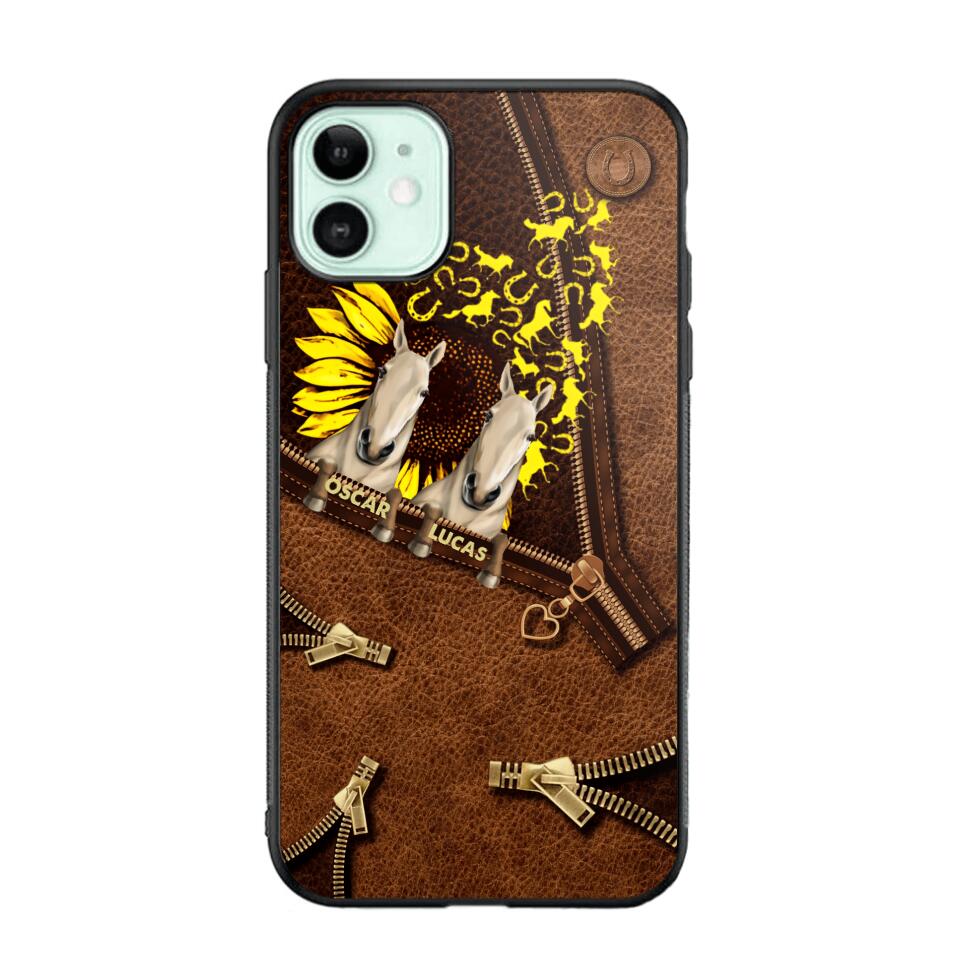 Personalized Horses With Sunflower Phone Case Printed NQHC1407