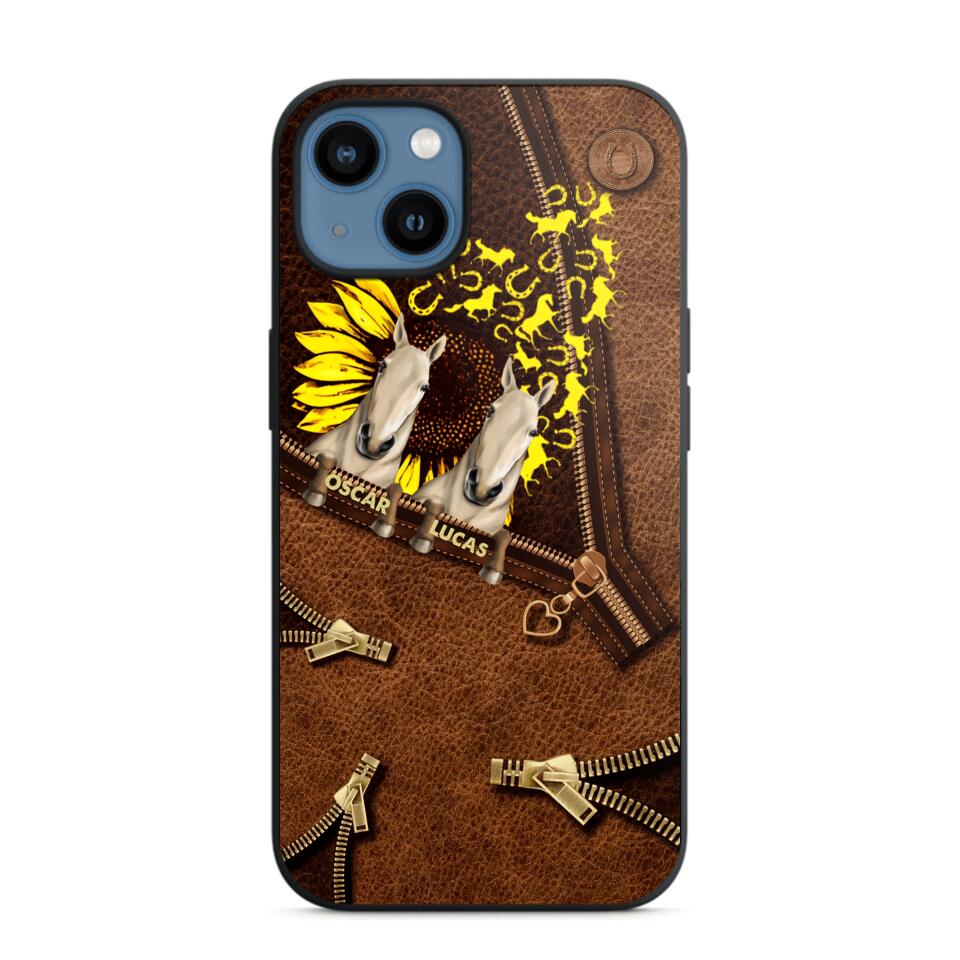 Personalized Horses With Sunflower Phone Case Printed NQHC1407