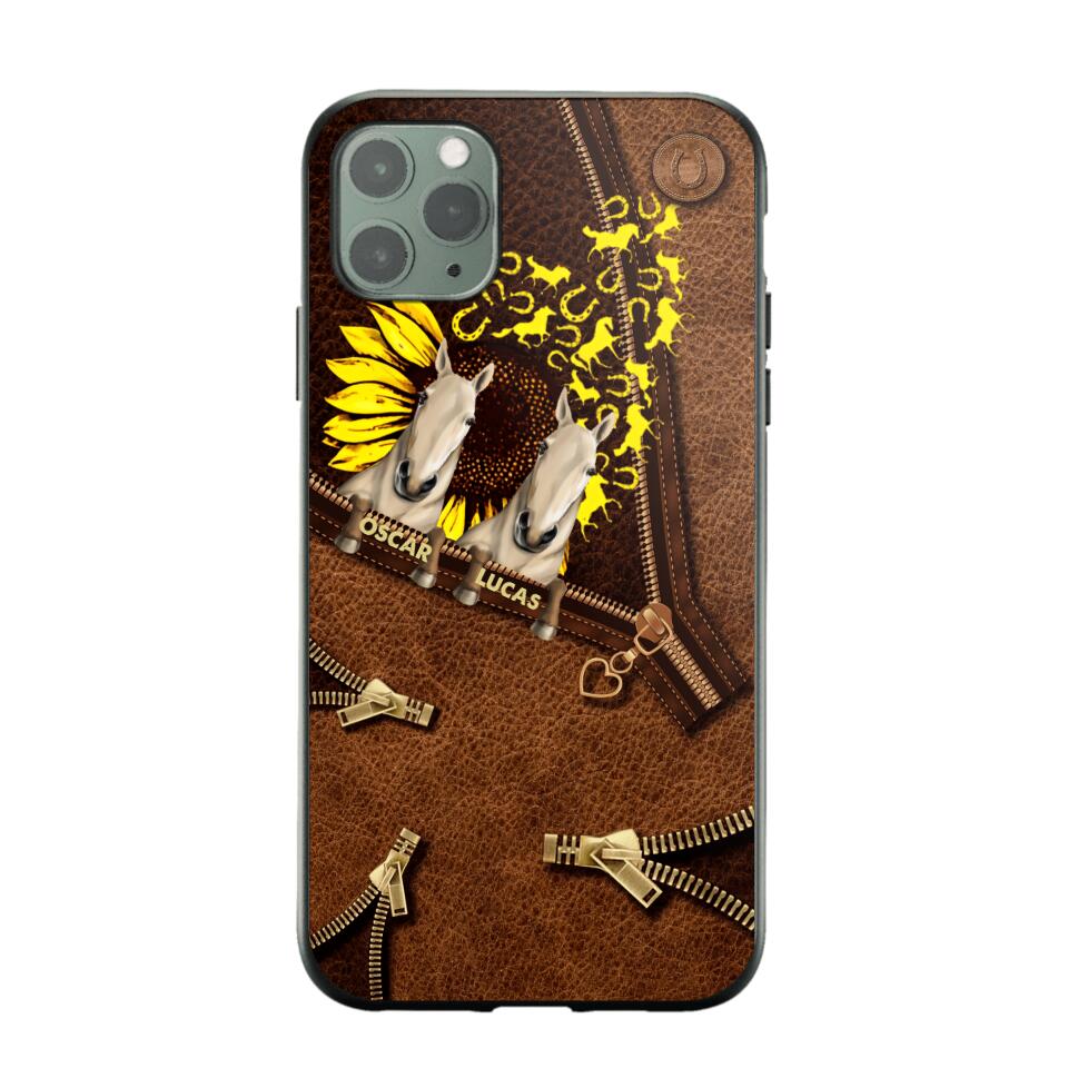 Personalized Horses With Sunflower Phone Case Printed NQHC1407