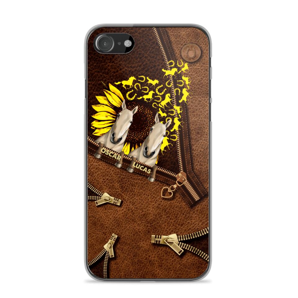 Personalized Horses With Sunflower Phone Case Printed NQHC1407