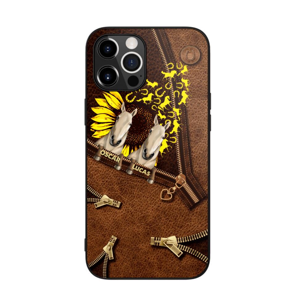 Personalized Horses With Sunflower Phone Case Printed NQHC1407