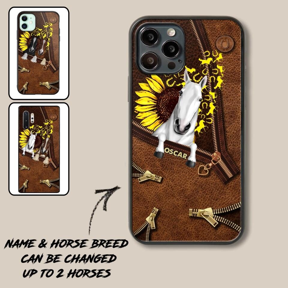 Personalized Horses With Sunflower Phone Case Printed NQHC1407